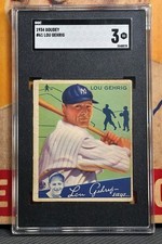 LOU GEHRIG 1934 Goudey Gum #61 Graded SGC 3 NEW YORK YANKEES HOF Vintage Prewar