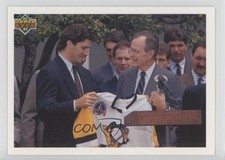 1991-92 Upper Deck French George HW Bush Mario Lemieux #47 HOF 0i7t