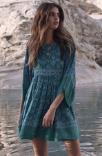 Spell & The Gypsy Collective Turquoise Jewel Tunic Dress Emerald Green Small