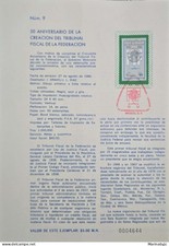 KV)1986 MEXICO, PHILATELIC SHEET WITH COMMEMORATIVE STAMP FOR THE 50TH ANNIVERSA
