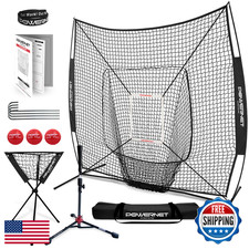 PowerNet 7x7 Baseball Softball Net Ultimate Training Kit w/ Caddy, Tee, Balls