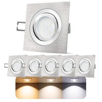 6X QF-2 Led Einbauleuchte Alu GebüRstet Schwenkbar Led GU10 5W 3CCT Spot Leuchte