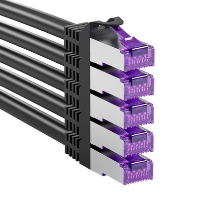 Ethernet Kabel CAT 7 10 Gbps Patchkabel 0,25m RJ45 Netzwerkkabel Schwarz