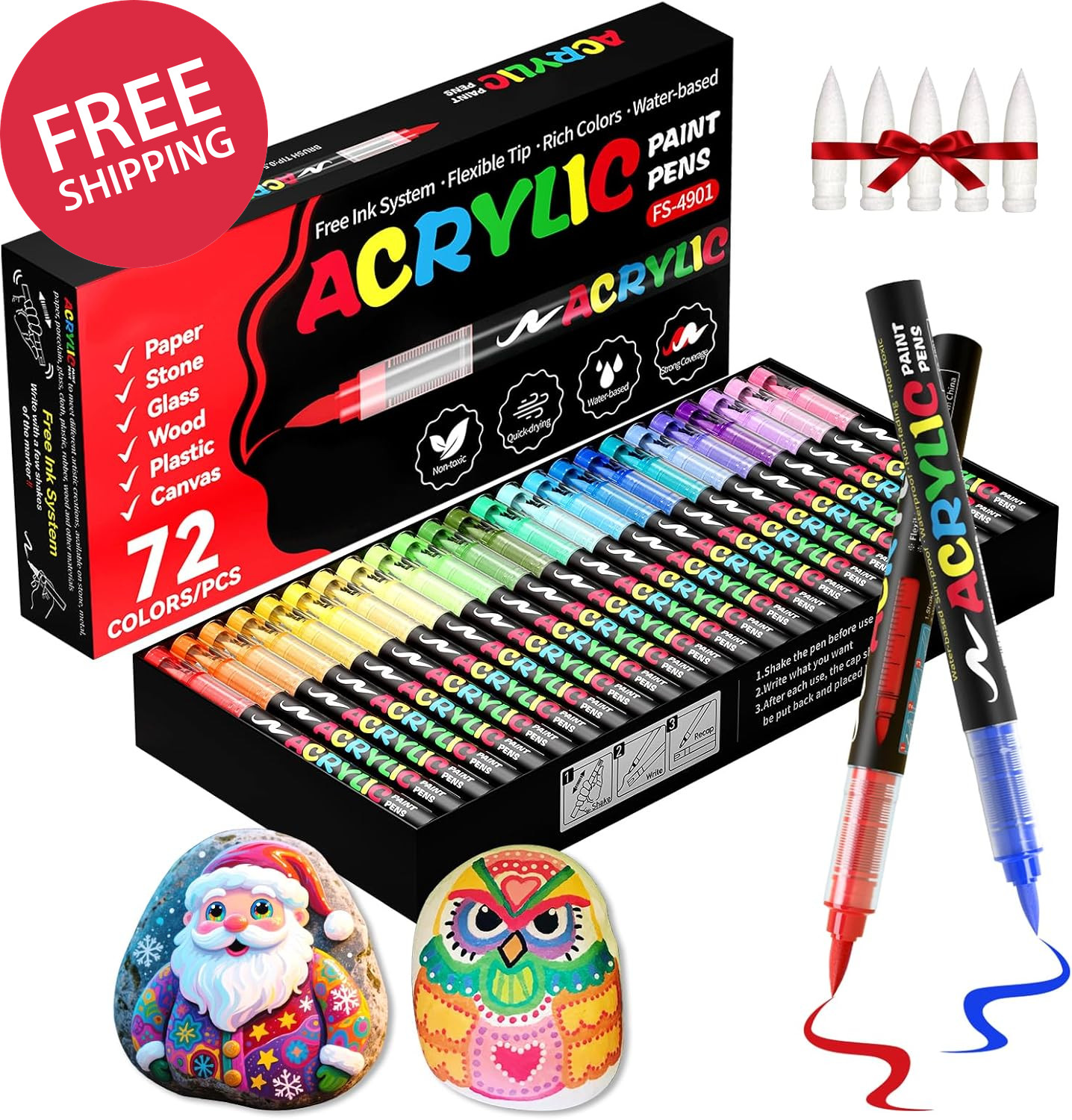 , Soft Brush Tip Acrylic Markers Set, Paint Pens
