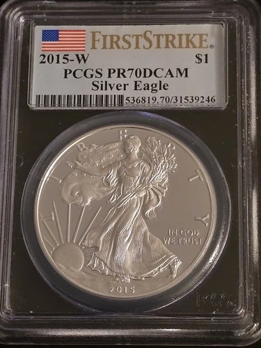 2015-W Proof American Silver Eagle PCGS PR70 DCAM - First Strike Flag Label