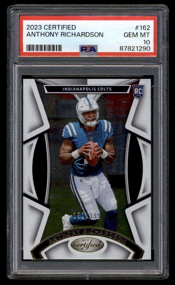 ANTHONY RICHARDSON 2023 PANINI CERTIFIED #162 PSA 10 COLTS ROOKIE #192/399 T5051