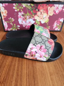 NEUF 100% Authentique Gucci Femmes Floral GG Slides Sandales Chaussures EU 34/US 4