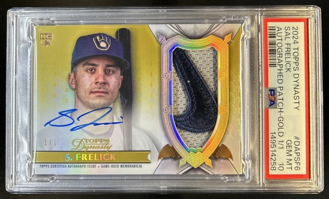 2024 Topps Dynasty Sal Frelick Patch Auto Gold Rookie RC #1/1 Brewers PSA 10