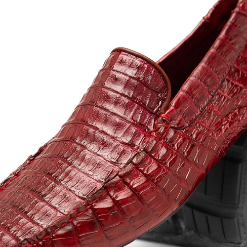 NUEVO Marco Milano Vestido Zapato Driver Mocasín Mocasines Cuero Cocodrilo Remo Vino - Imagen 4 de 5