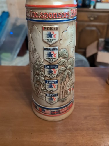 BUDWEISER Beer Stein* 1984 Los Angeles Olympics * Olympic Village Stadium Mug - Picture 3 of 18
