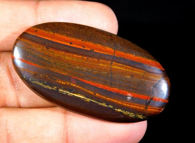 87.CT NATURAL IRON TIGER GOLDEN FIRE OVAL CABOCHON HALING LOOSE GEMSTONE KZ=341