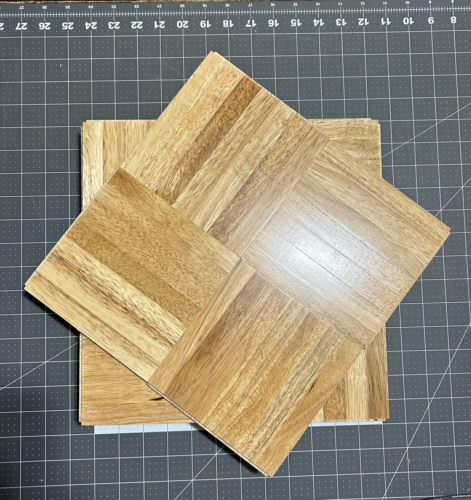OAKCREST HONEY PARQUET: 6 SQFT Hevea 7-finger Wood Floor Tiles 12x12x5/16 - Afbeelding 1 van 6