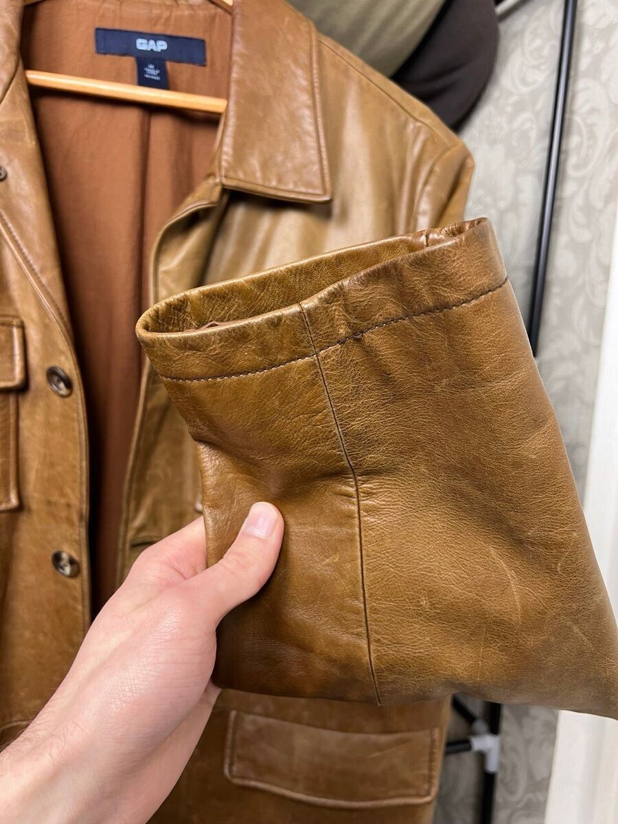 Vintage Y2K Gap Leather Coat Jacket Men's M Brown | eBay Vintage Y2K Gap Leather Coat Jacket Men's M Brown | eBay