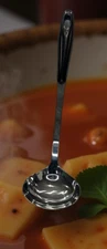 M.V. Trading MJD0015V Stainless Steel Soup Ladle with Black Handle, 2.50 oz