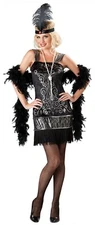 NIP InCharacter Women's Sexy Flirty Flapper Girl Black Halloween Costume Cosplay