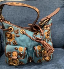 ISABELLA FIORE SET IN STONE STEPH EMBELLISHED LEATHER APPLIQUE HOBO HANDBAG