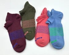 Bombas 4 pairs Women's Solid Ankle Socks Honeycomb Size Large 4 Colors Mix