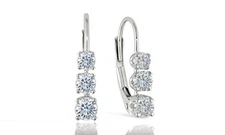 925 Sterling Silver 3.00 ct. Round 6mm CZ Leverback Earrings White  Leverback