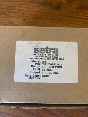 Setra pressure transducer model 256 2561250PG2M11