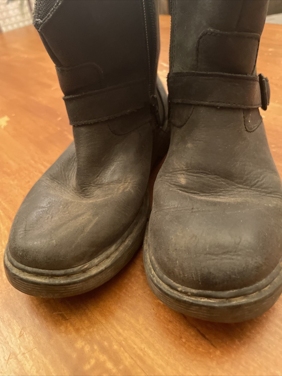 Dr. MARTENS Blip Engineered Leather Biker Buckle Side Zip Boots