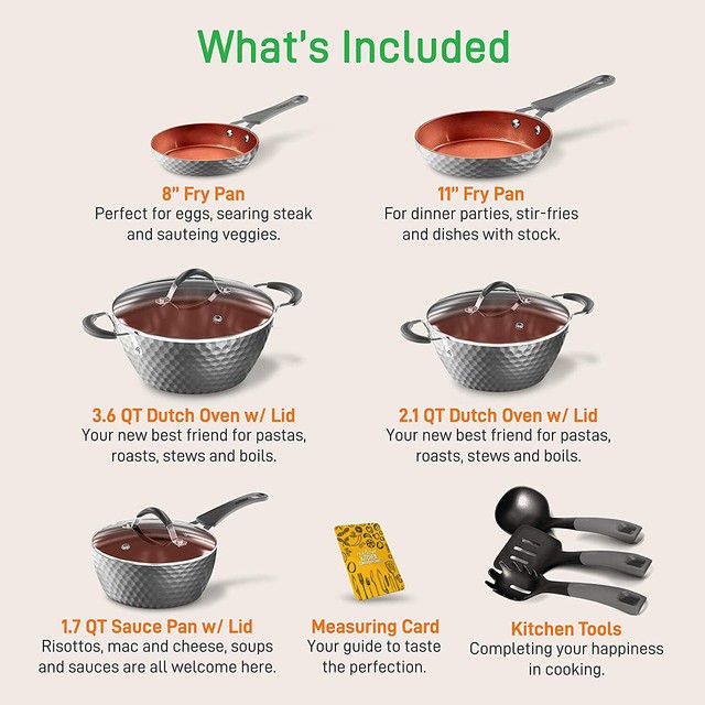 NutriChef Nonstick Cookware Excilon |home Kitchen Ware Pots & Pan Set With Sauce for sale online