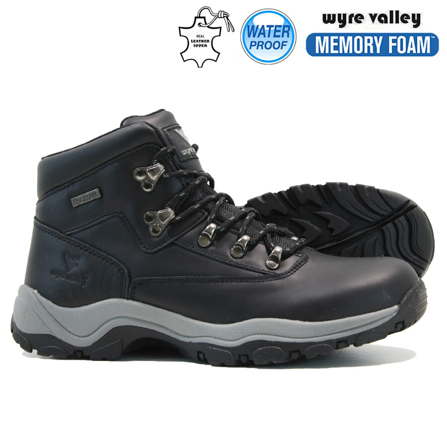 MENS WATERPROOF BOOTS LEATHER MEMORY FOAM WALKING HIKING ANKLE TRAINERS SHOES image 4