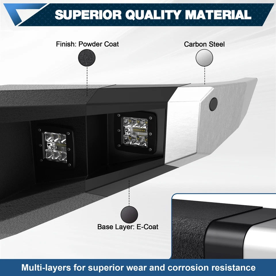 For Toyota Tundra Sequoia 2007-2013 Steel Front Bumper w/Winch Plate &LED Lights Foto 4 de 4