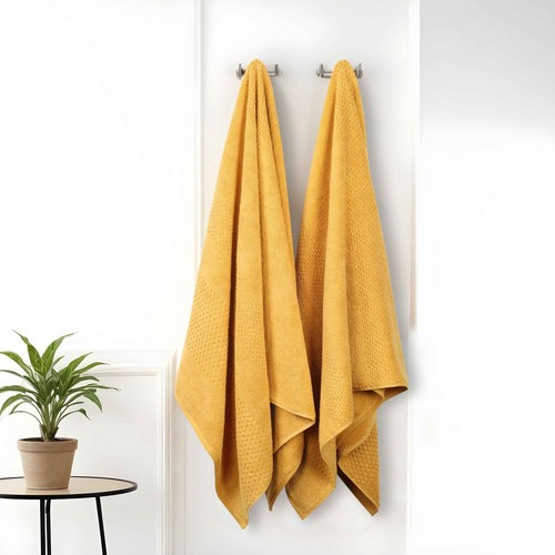 Playa Zero Twist Cotton Solid Waffle Textured Bathroom Bath Sheets, Set of 2 - Picture 17 of 55