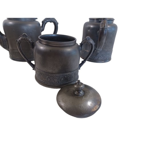 4 Stück PairPoint Vierfachteller Silber Tee Kaffeekanne Milchkännchen Zucker Set USA Vintage - Bild 11 von 13