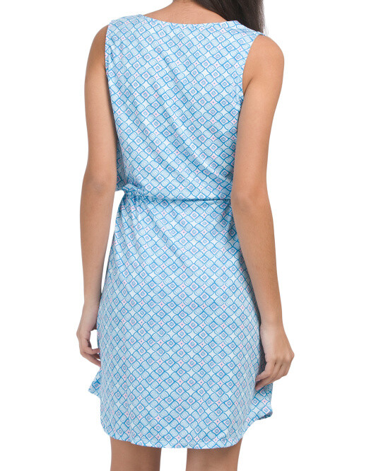 CABANA LIFE XL(14) Preppy Geo Cinched Waist UPF 50+ Cover-up