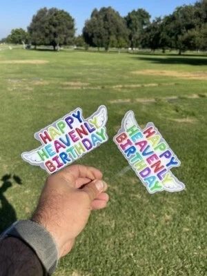 HEAVENLY BIRTHDAY BALLOONS Heavenly Cake Topper Happy Heavenly Birthday Colorful with angel wings (2-Pack)