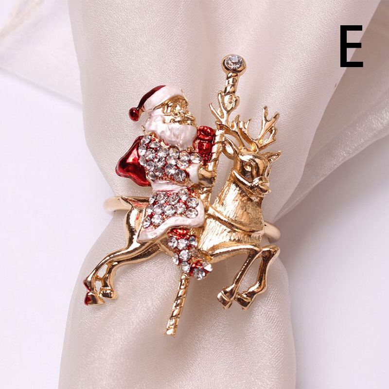 Christmas Napkin Ring Holders Xmas table Decoration for home Metal reindeer >` - Picture 13 of 14