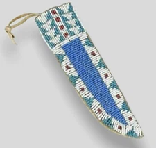 Native American Sioux Style Indian Beaded Knife cover Leather Knife Sheath