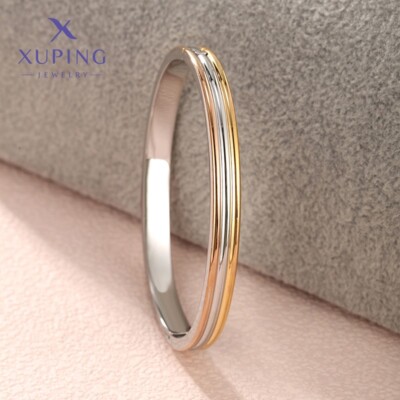 Tri-colour Bangle Stainless Steel Gold Plated Tarnish-free Openable Bracelet (98