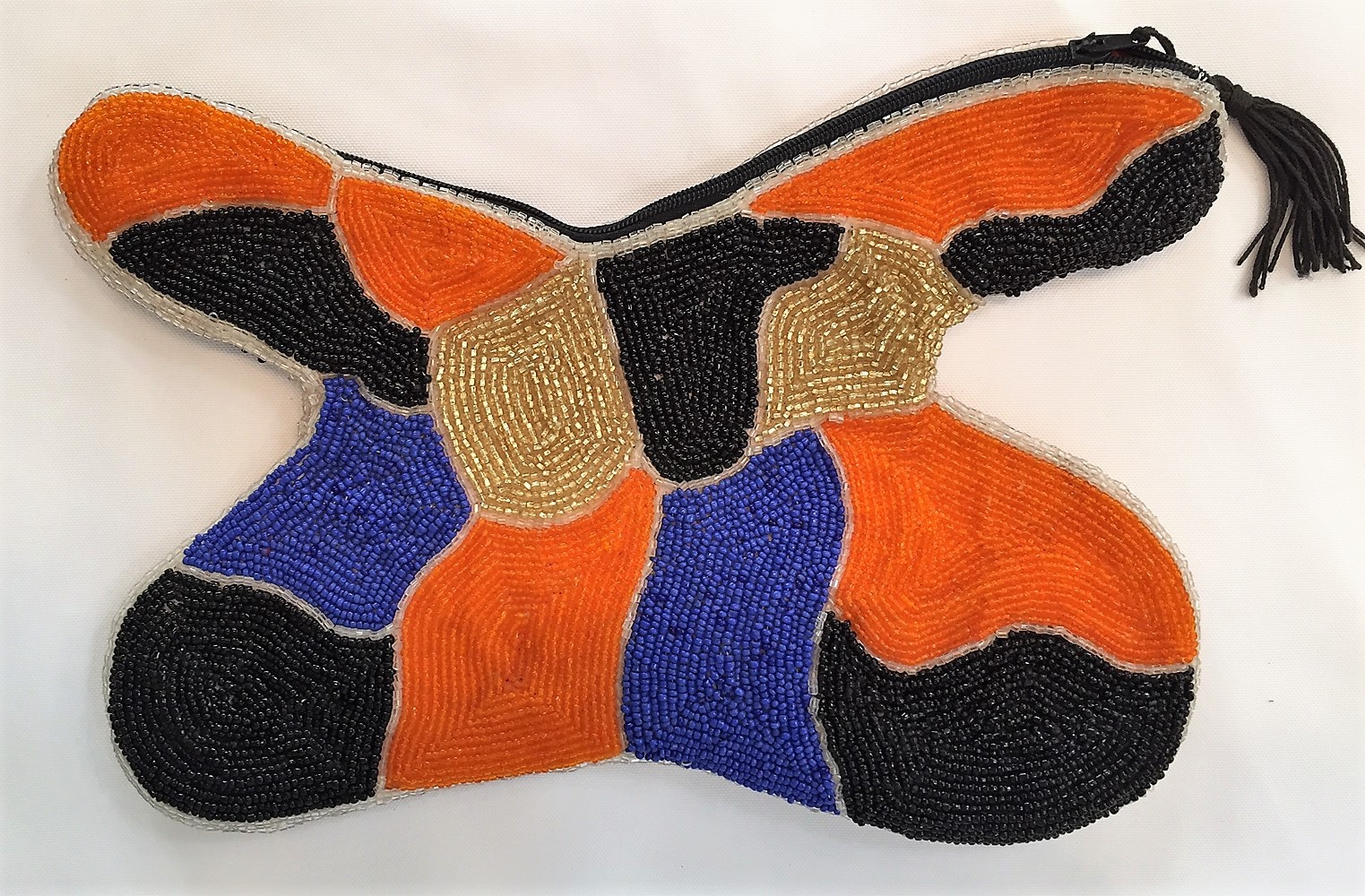 Bolso sin asas bolso de mano ARTE ABSTRACTO CON CUENTAS A MANO - "Pieza de rompecabezas" Nuevo con etiquetas