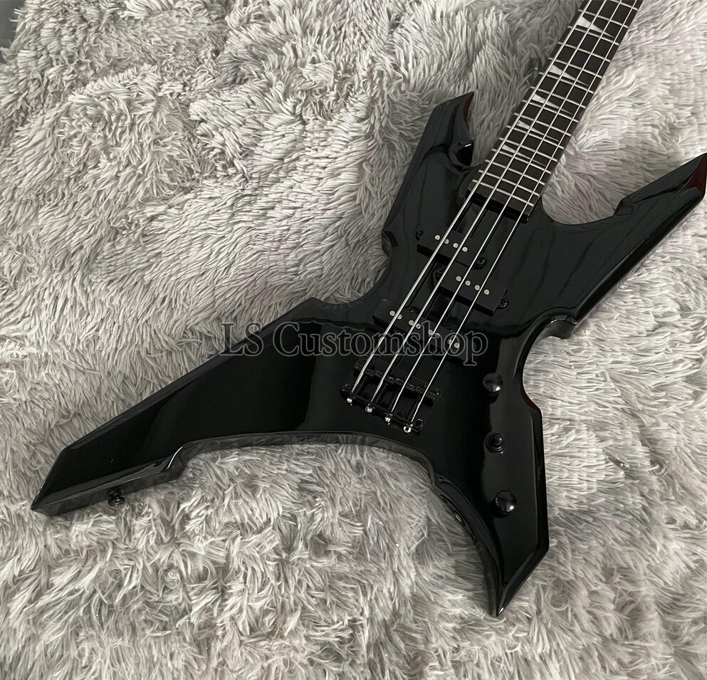 4 String Warlock Extreme Electric Bass Guitar Black Solid