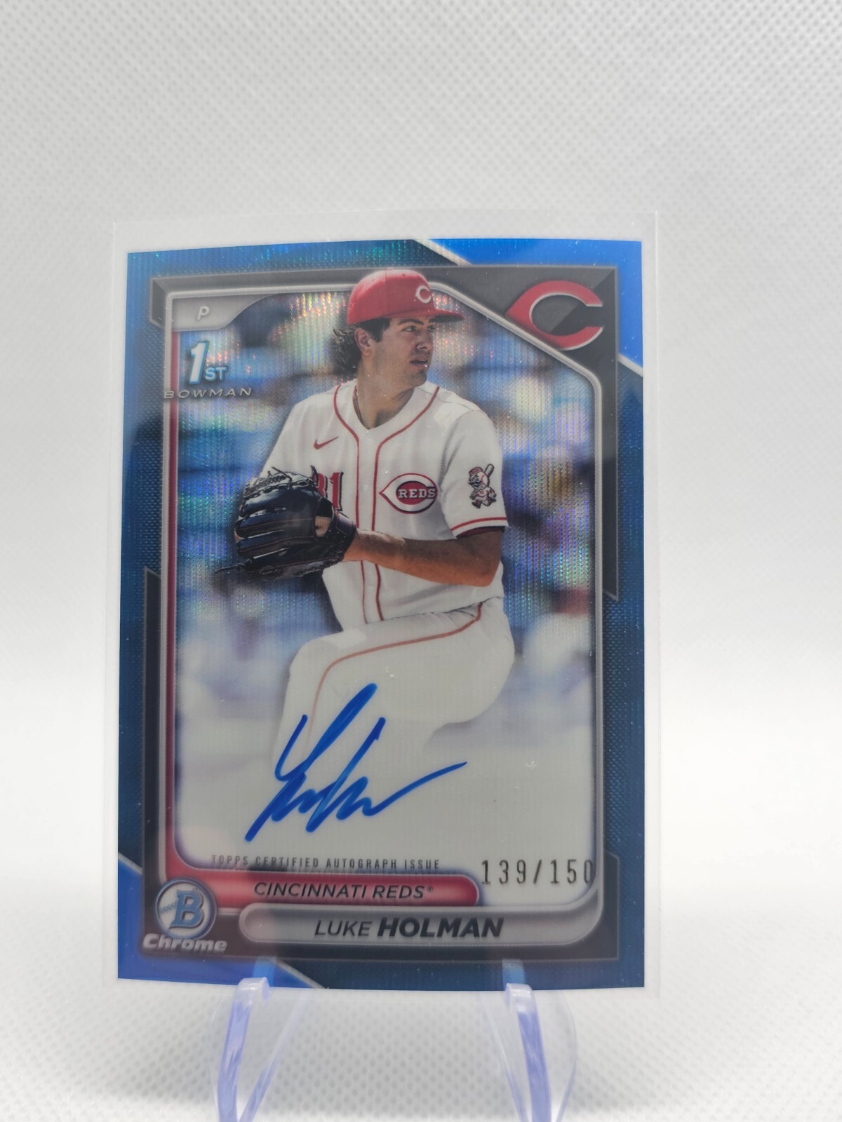 2024 Bowman Draft Chrome # CPA-LH Luke Holman Blue Wave 1st Bowman Auto /150