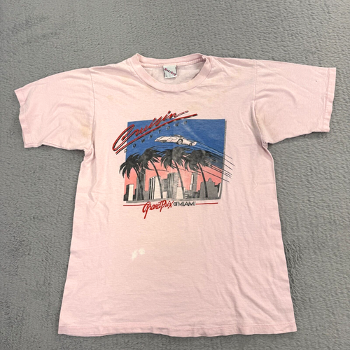 vintage Grand Prix t shirt mens Large 80s Miami Pink single stitch distressed