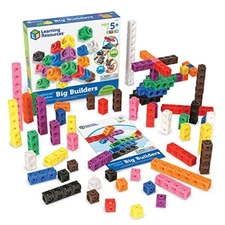 Learning Resources MathLink Cubes Big Builders - Set of 200 Cubes, Ages 5+ 