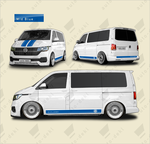 Fits VW T5 T6 Transporter SWB - Full Van COMPASS Stripe Kit Front/Side/Rear - Picture 11 of 18