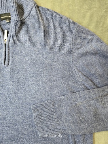 Geoffrey Beene Sweater Mens Medium Pullover Blue Quarter Zip SOFT Acrylic - Picture 4 of 12