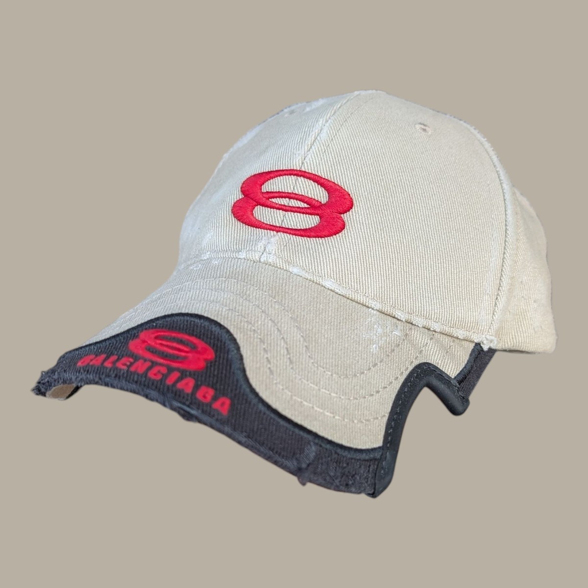 Size L - Balenciaga UNITY SPORTS ICON CAP In Beige Red Men's