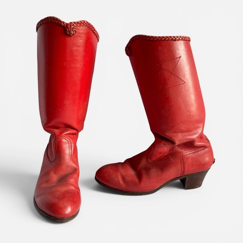 Hungarian Transylvanian Red Leather Hard Top Women's Folk Dance Boots