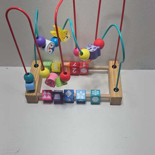 Wooden Multicolor Bead Maze Activity Toy with Numbers & Shapes for Babies