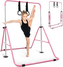 Foldable Gymnastics Bars Horizontal Kids Training Bar with Hand Protection Wraps