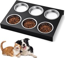 Raised Dog Feeder W/ 6 Stainless Steel Bowls Puppy Feeding Station for Small