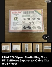 HUAREW Clip-on Ferrite Ring Core RFI EMI Noise Suppressor Cable Clip 5-28 Pieces