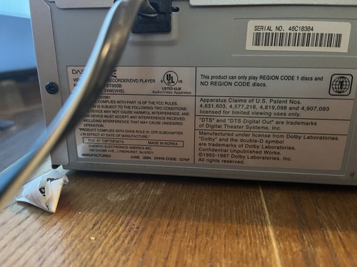 Reproductor combinado Daewoo DV-6T955B DVD VHS VCR probado funciona sin control remoto - Imagen 3 de 7