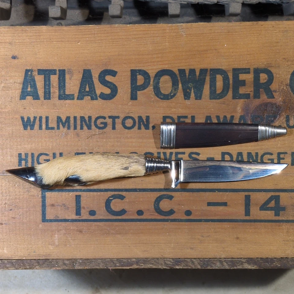 复古 Linder Knicker Solingen 德国鹿蹄狩猎刀,原装鞘 — 第 4/4 张图片