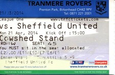 Tranmere Rovers v Sheffield United 21/04/14 League 1 Ticket